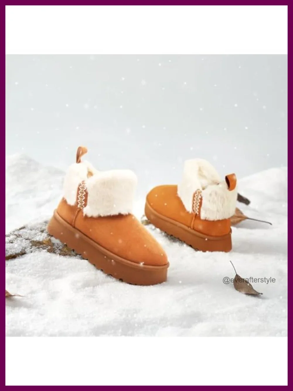 Faux Fur Lined Ankle Boots Slip On Snow Boots Winter Warm